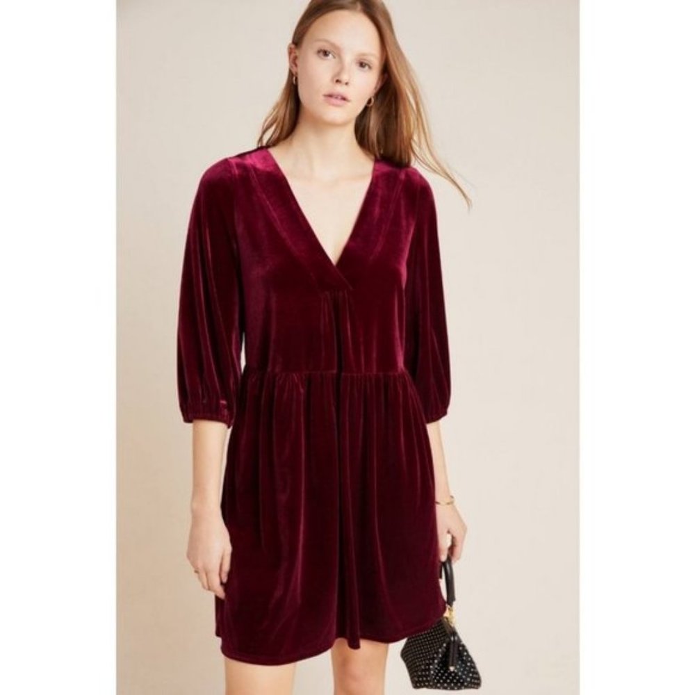 Anthropologie Amadi Greta Velvet Tunic Dress